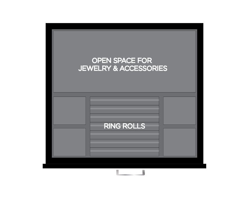 WOLF Tray Layout with Open Space for Jewelry & Accessories and Ring Rolls