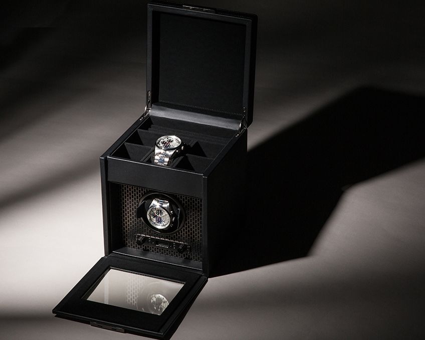 AXIS SINGLE WATCH WINDER WITH STORAGE Powder coated Wonders of Luxury - Wolf