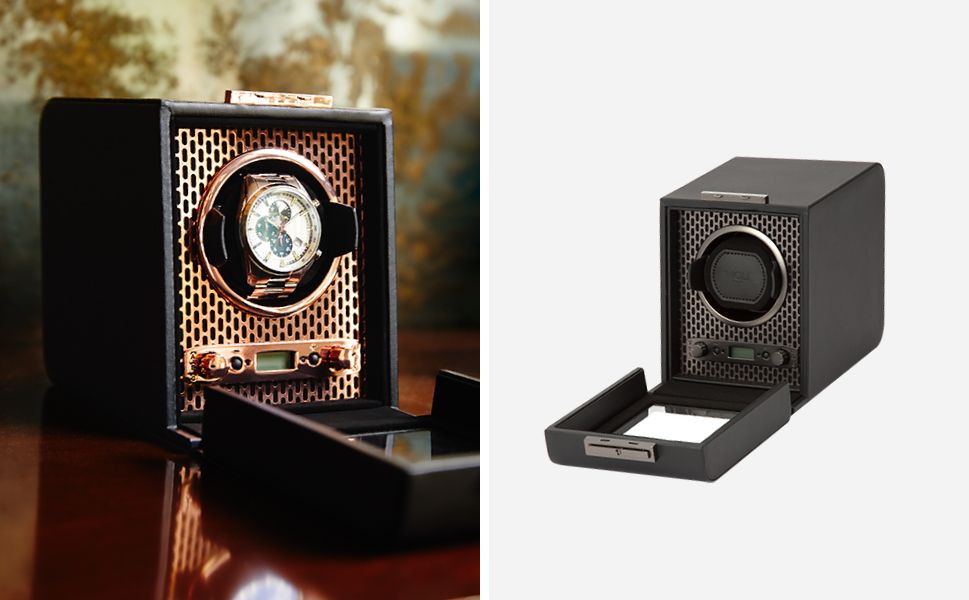 AXIS SINGLE WATCH WINDER WITH STORAGE Powder coated Wonders of Luxury - Wolf