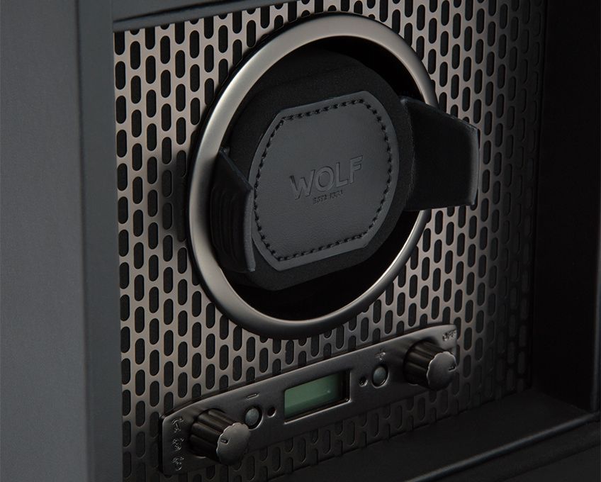 AXIS SINGLE WATCH WINDER WITH STORAGE Powder coated Wonders of Luxury - Wolf