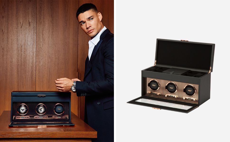 AXIS TRIPLE WATCH WINDER WITH STORAGE Copper Wonders of Luxury - Wolf