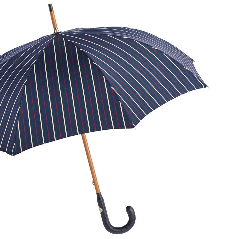 Bespoke Umbrella Navy Leather Handle - Umbrella