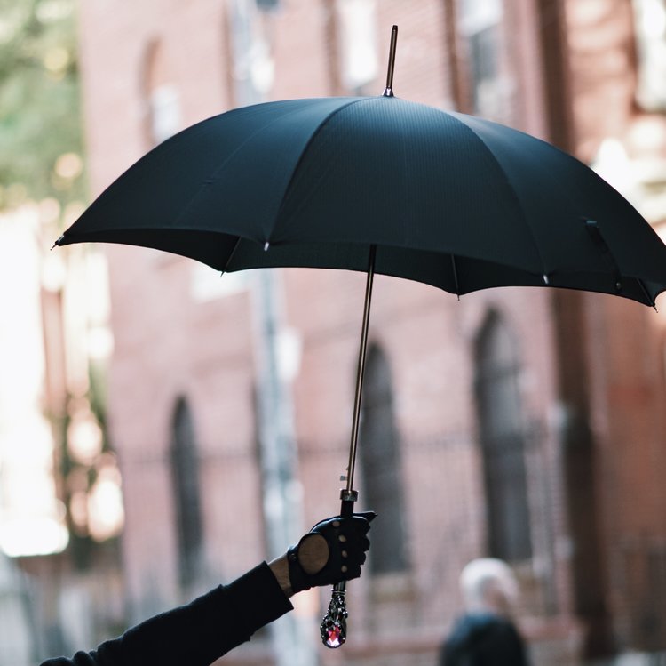 Black Mens Umbrella with Luxury Red Gem Handle - Umbrella