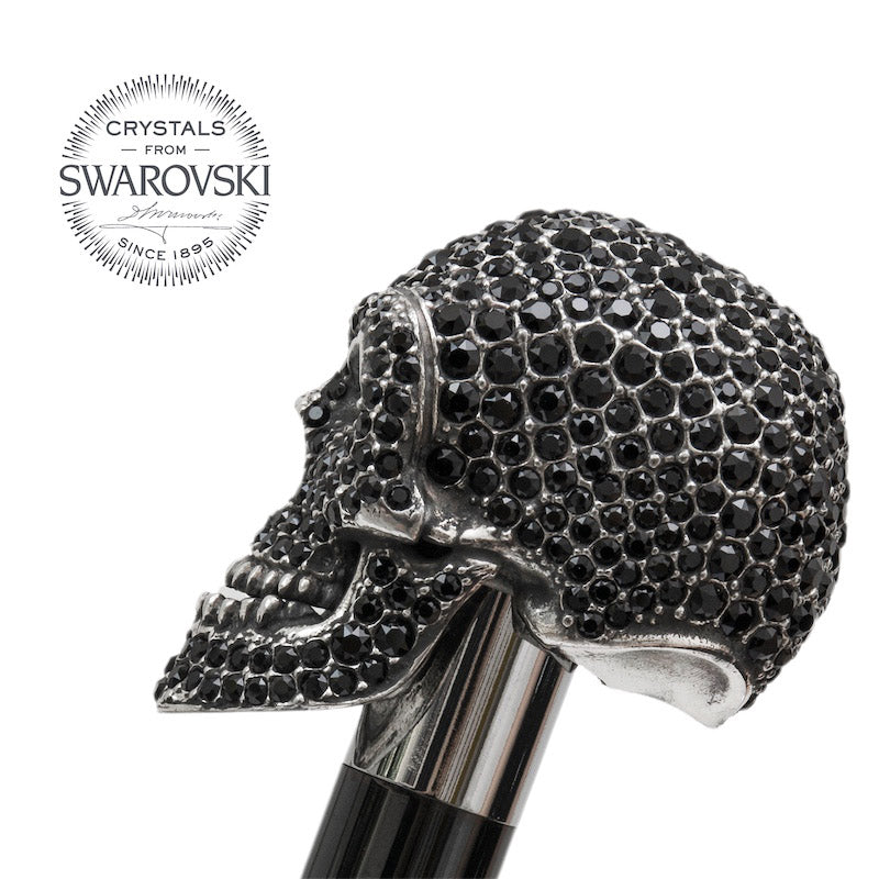 Black Swarovski® Skull Cane - Canes