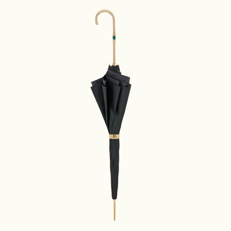 Black Umbrella with Peacock Interior Double Cloth - Umbrella