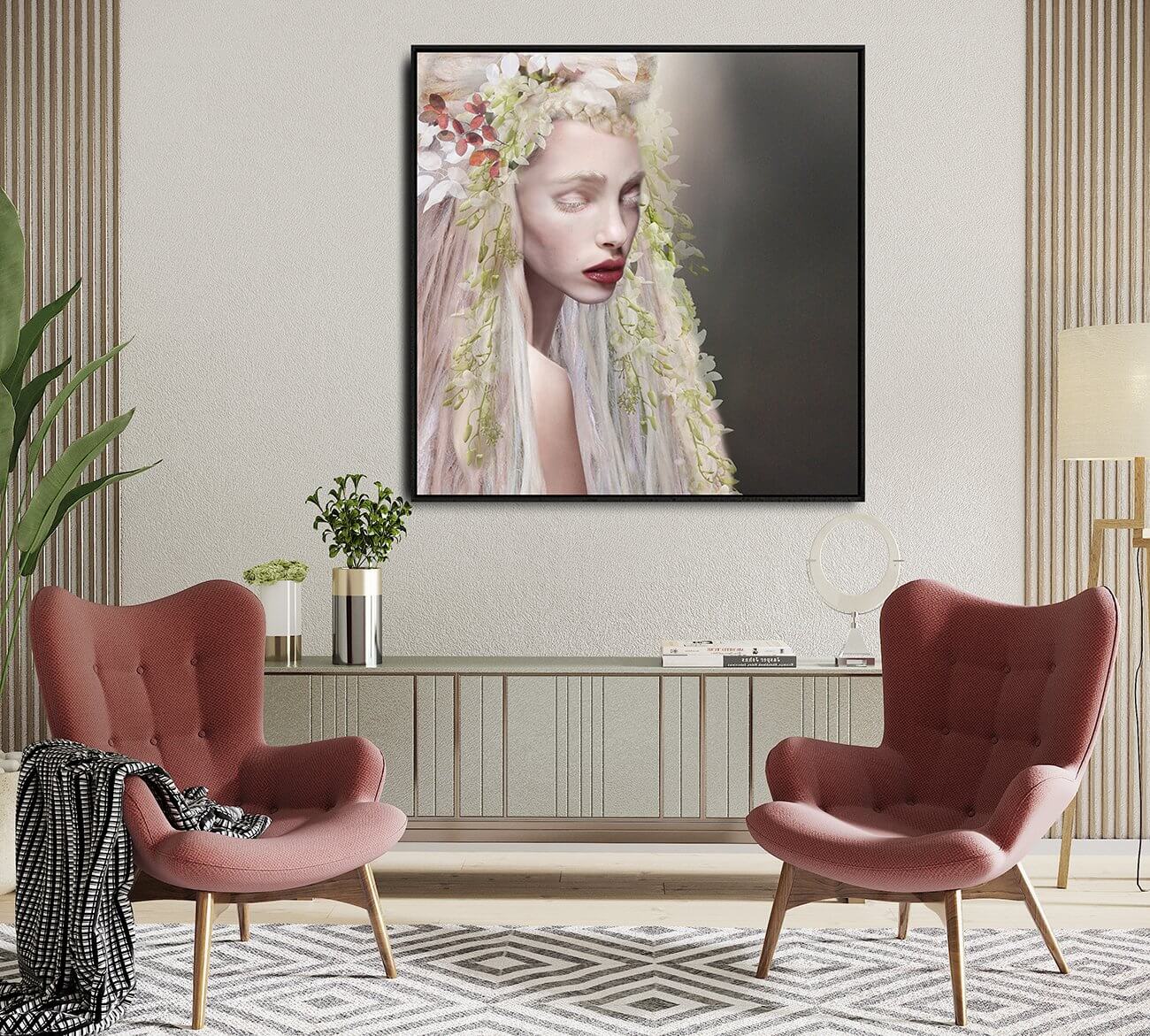Blue Angel wall print art by 100 x 100 cm dimensions