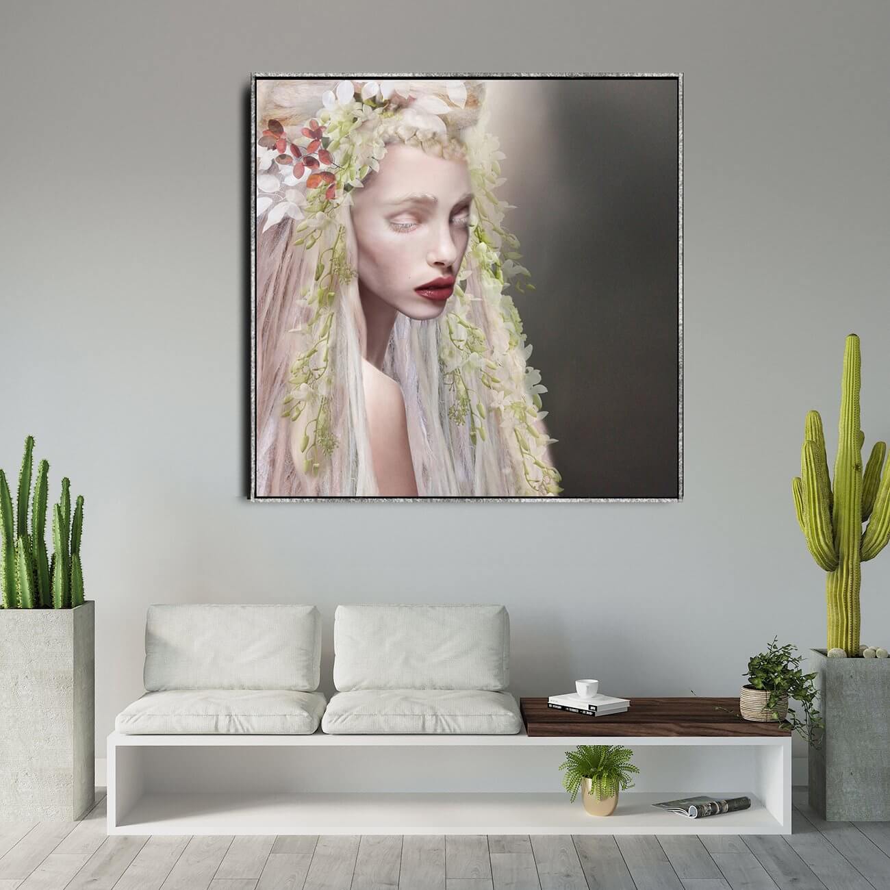 Blue Angel wall print art of black handmade baking frame