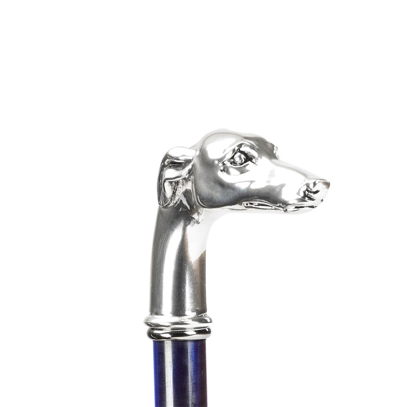 Blue Umbrella Silver Greyhound Handle - Umbrella