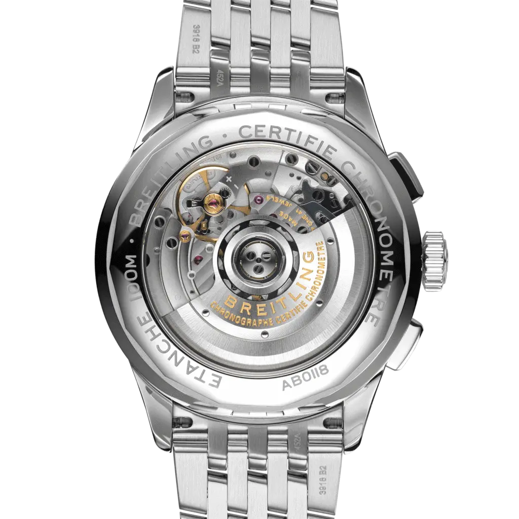 Wristwatch by transparent sapphire caseback