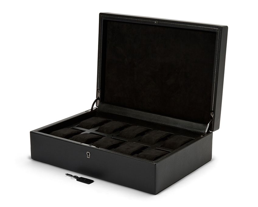 BRITISH RACING 10 PIECE WATCH BOX BLACK