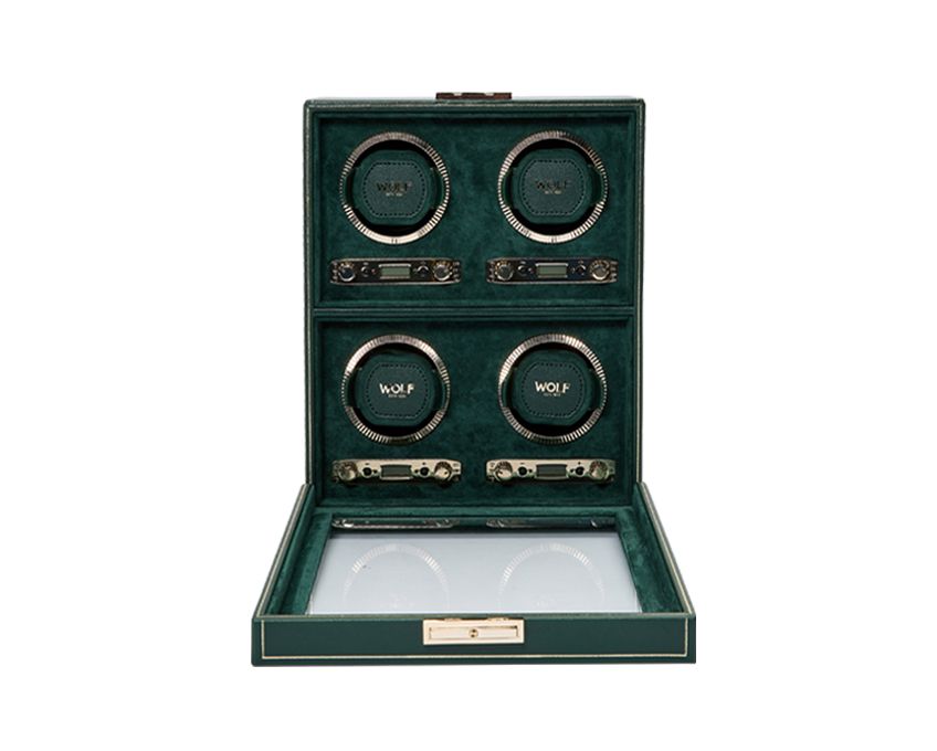 BRITISH RACING 4 PIECE WATCH WINDER BLACK - GREEN