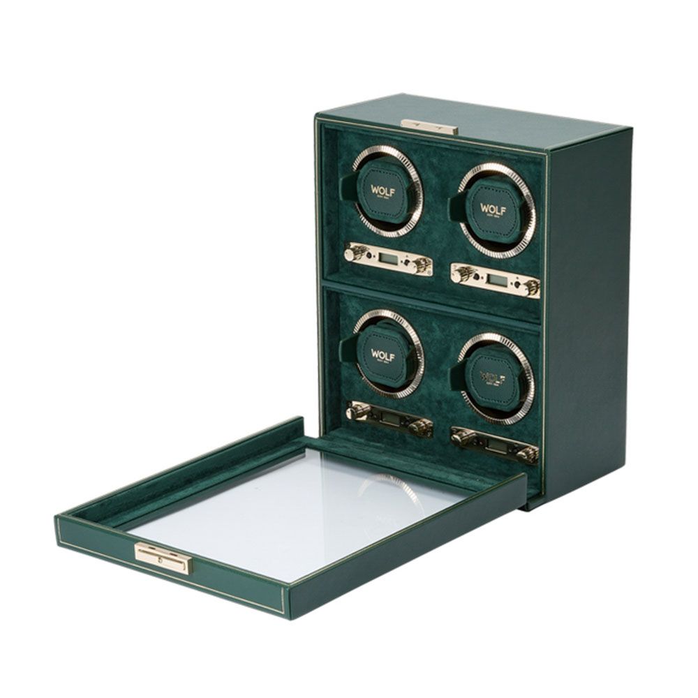 British Racing 4 Piece Watch Winder BLACK - GREEN