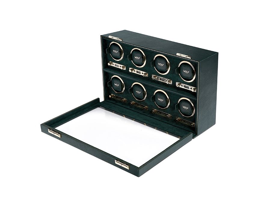 BRITISH RACING 8 PIECE WATCH WINDER GREEN