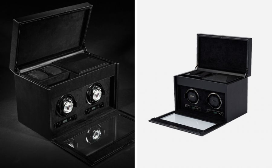 BRITISH RACING DOUBLE WATCH WINDER WITH STORAGE GREEN