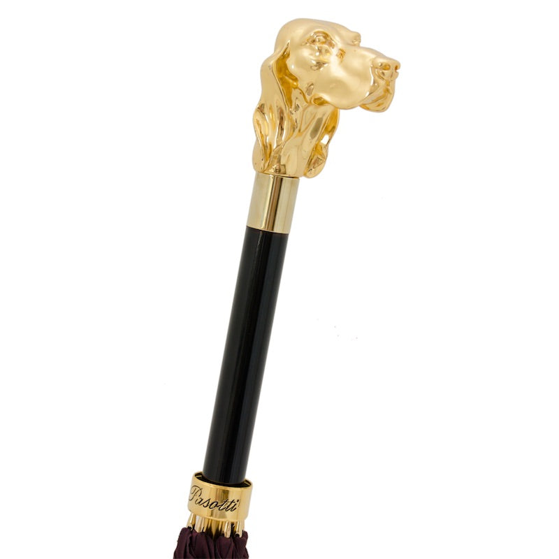 Burgundy Umbrella with Golden Dog - Umbrella