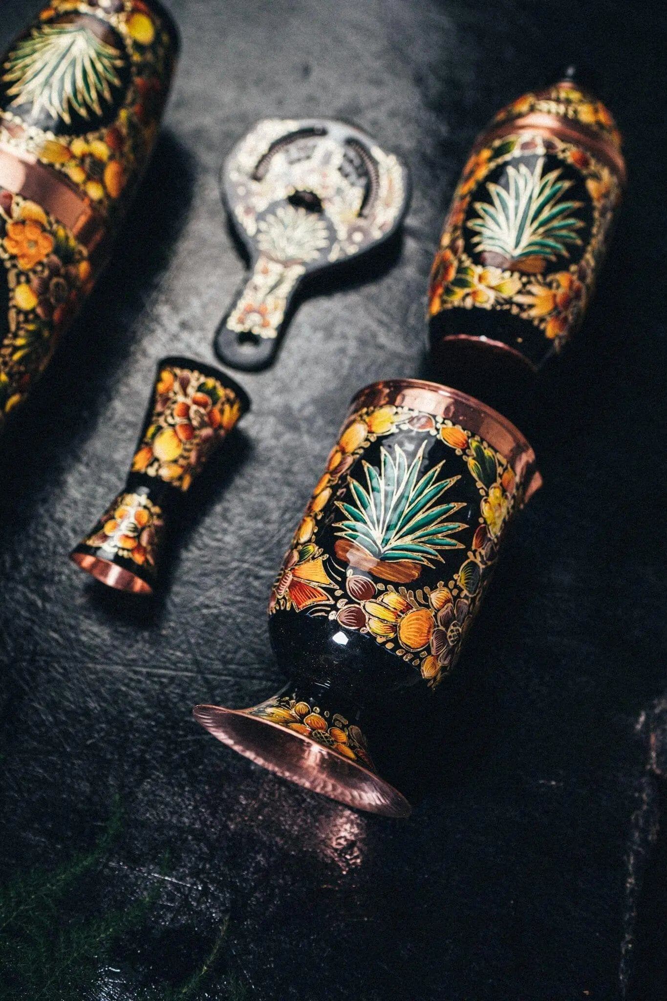 Tepotztli products of copper cocktail set hand made in Mexico