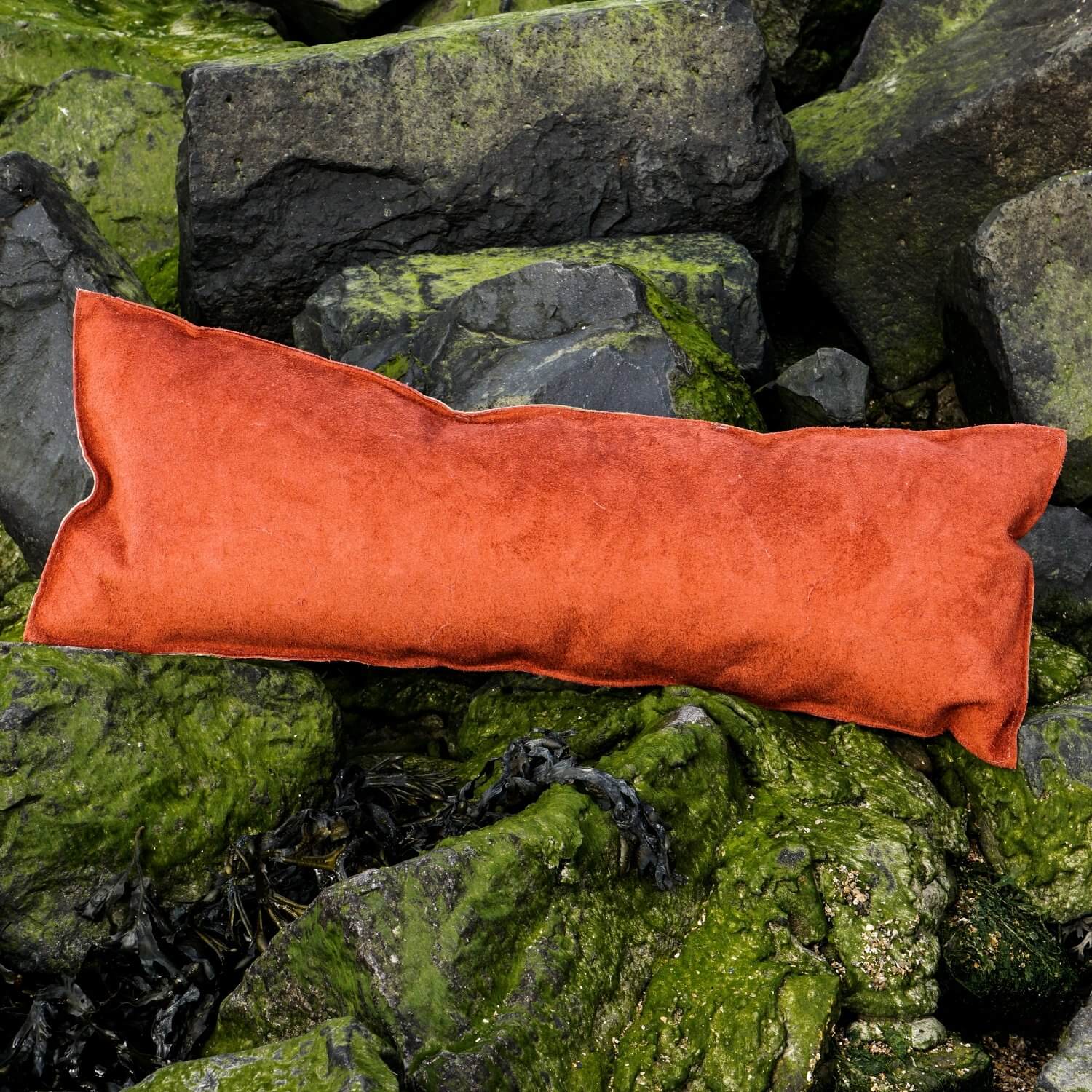 Orange fish leather pillow