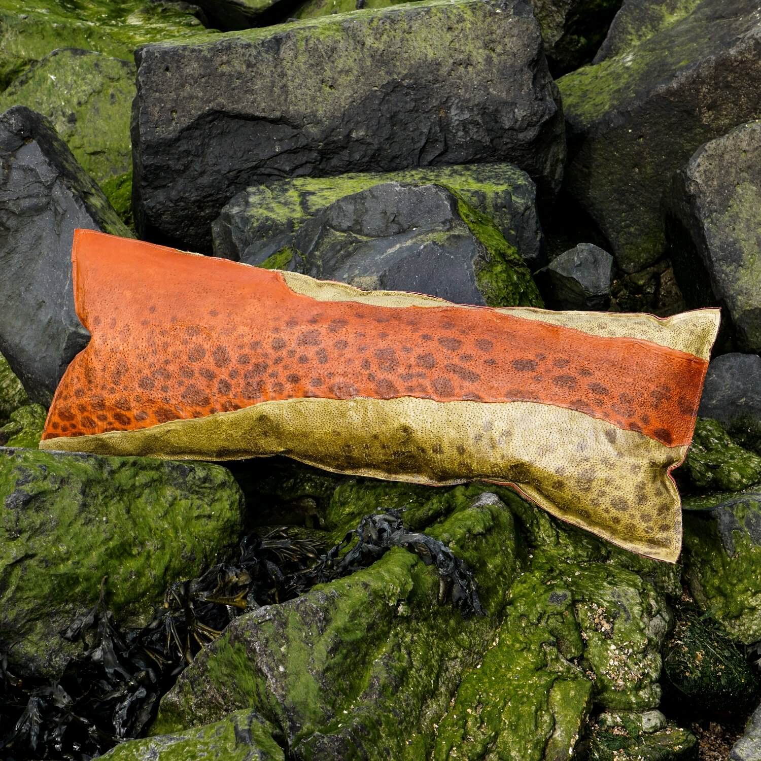 Orange Moss & Apple Fish Leather Pillow