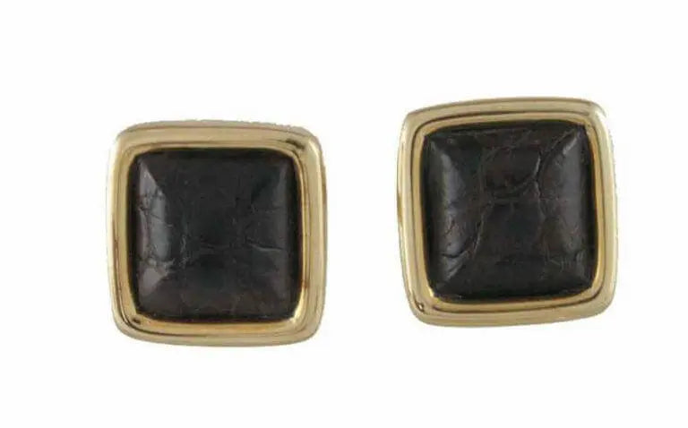 Leather Alligator Yellow solid gold Cufflinks