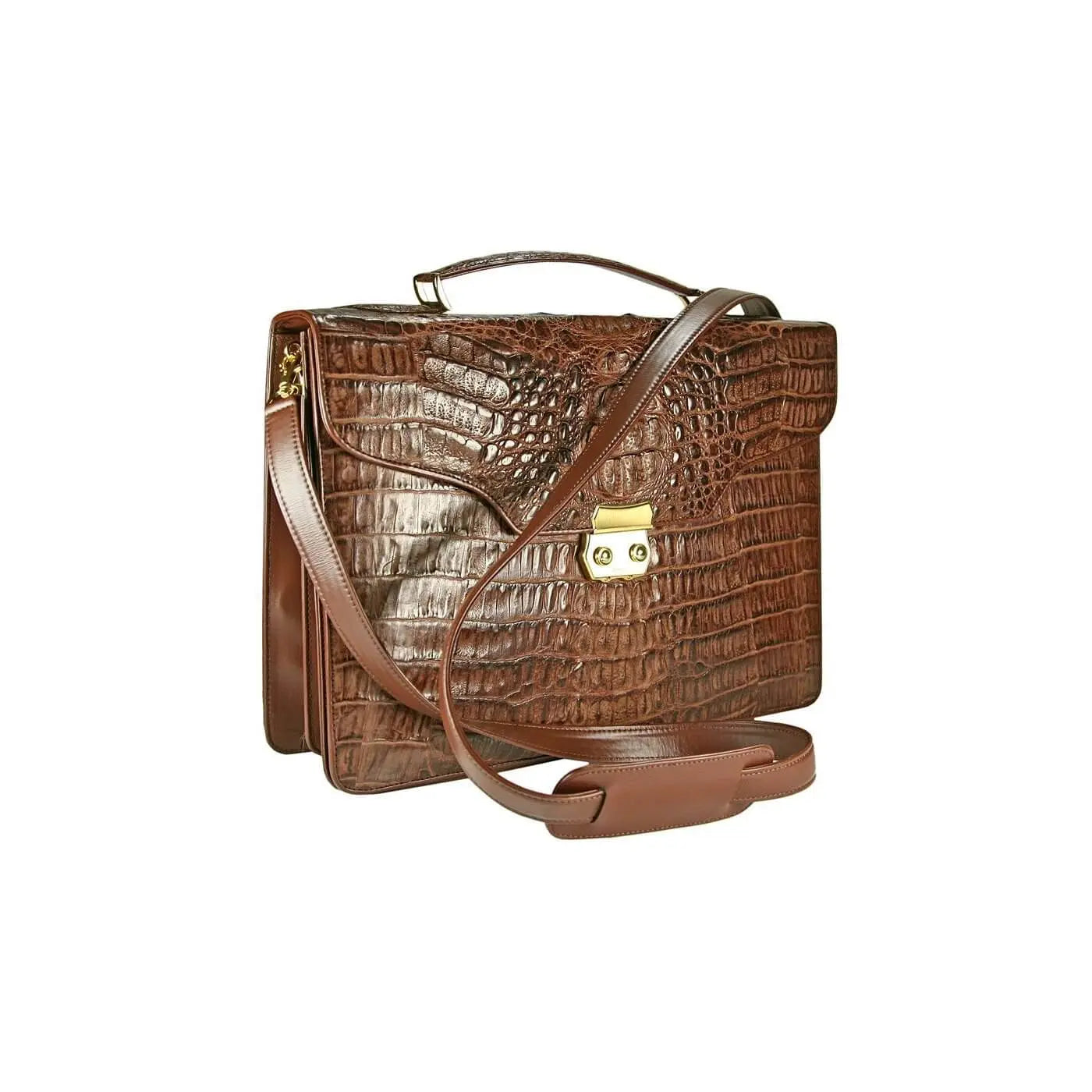 Brown Color Alligator leather briefcase by DeLeo One