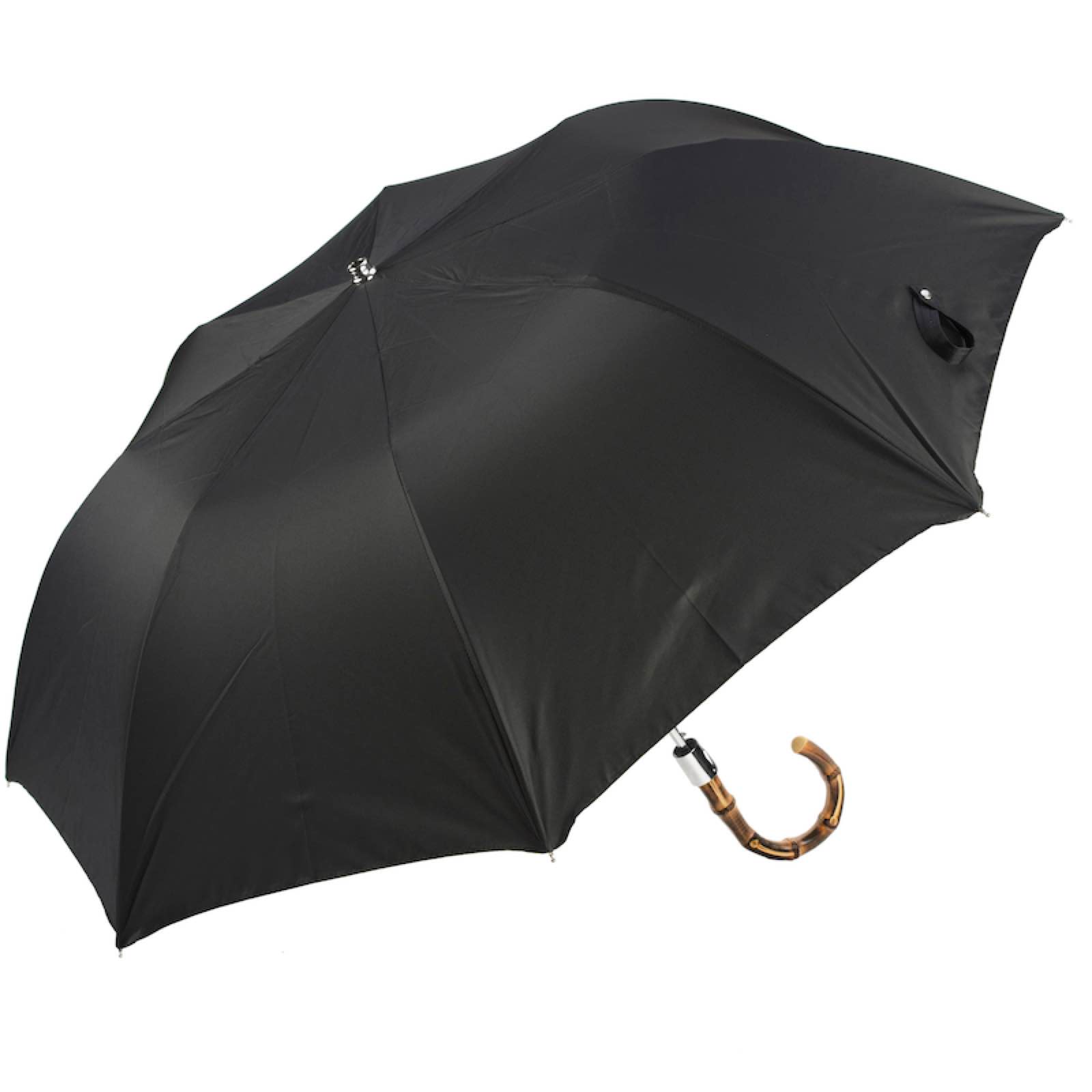Folding Black Umbrella and Whangee Handle - Umbrella