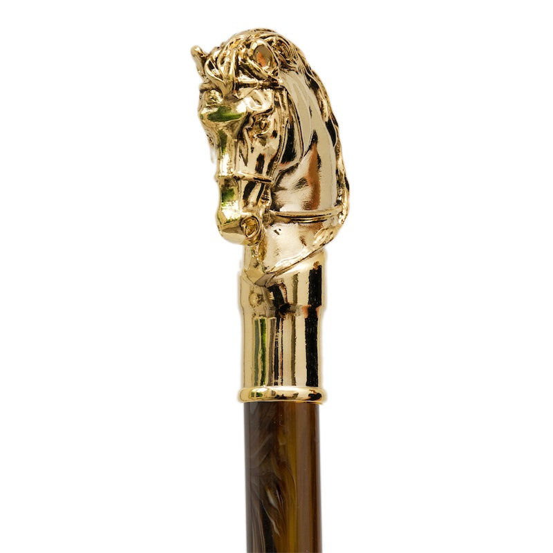 Gold Horse Shoehorn Pearly Brown Shaft
