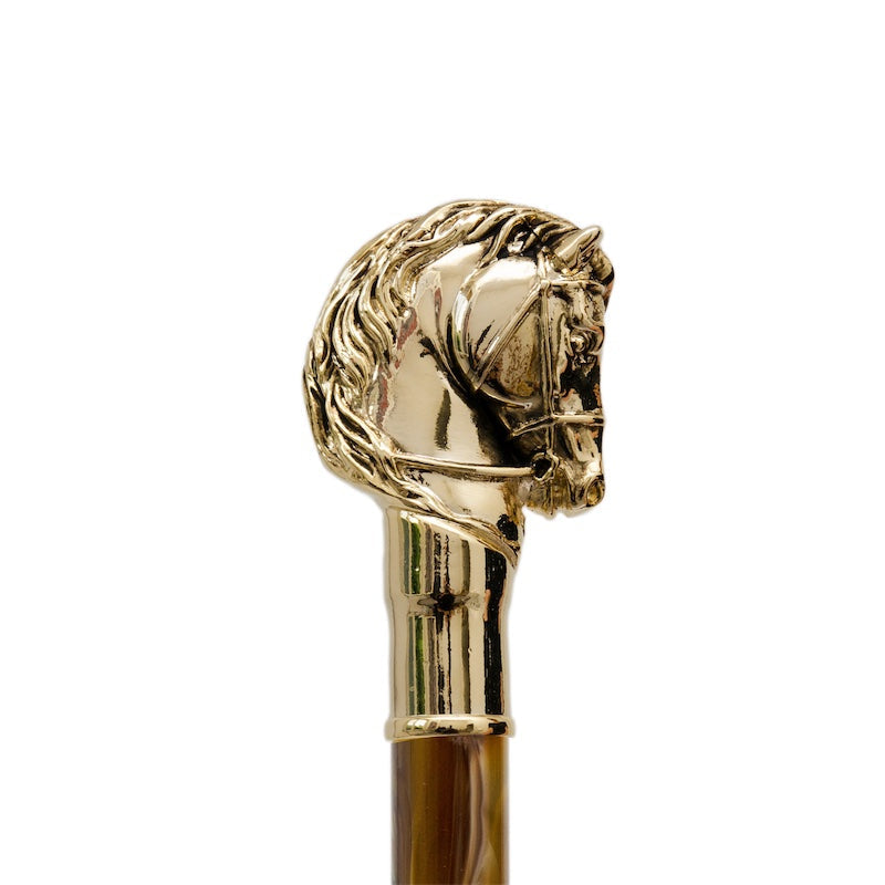 Gold Horse Shoehorn Pearly Brown Shaft