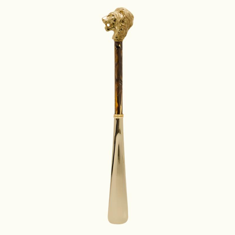 Gold Lion Shoehorn Pearly Brown Shaft