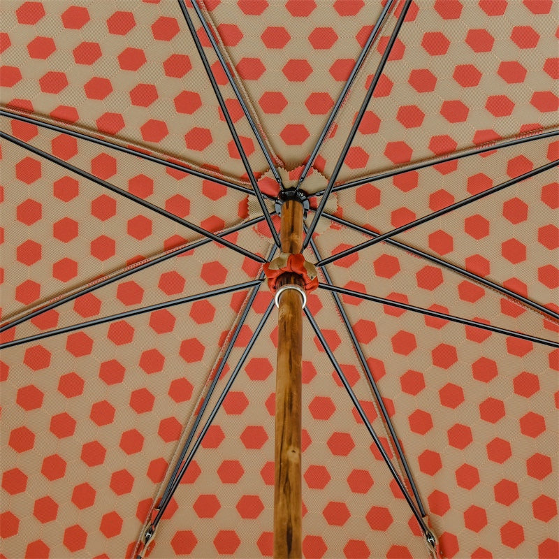 Hexagon Print Fabric Umbrella Chestnut Handle - Umbrella