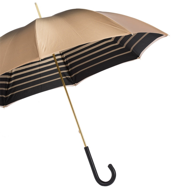 Ivory Umbrella with Striped Interior Double Cloth - Umbrella