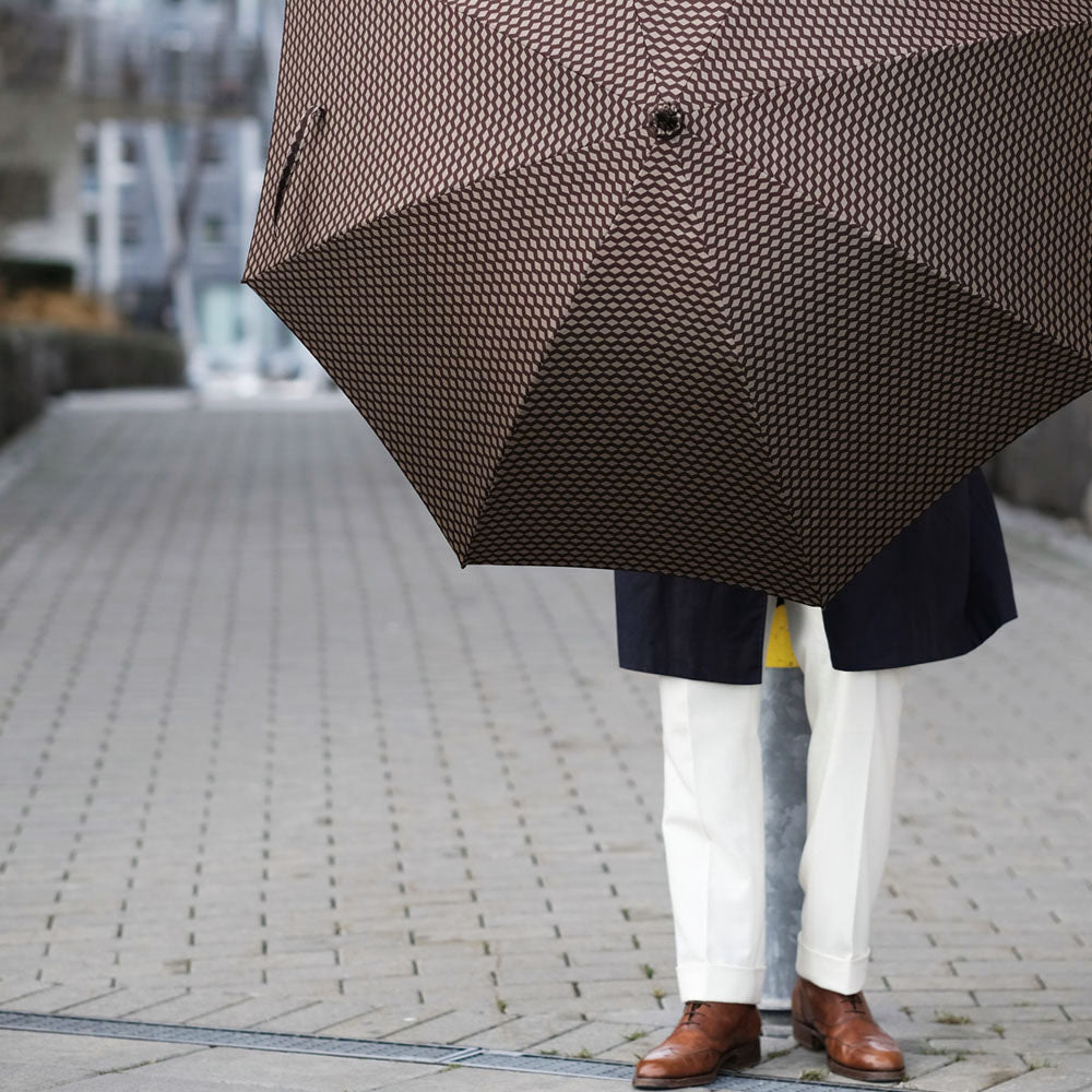 Jacquard Umbrella with Geometric Design - Umbrella