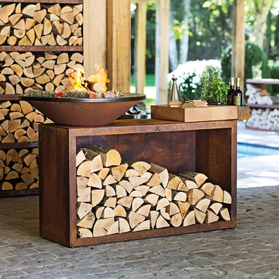 OFYR Grill Island Corten Teak Wood 85 or 100
