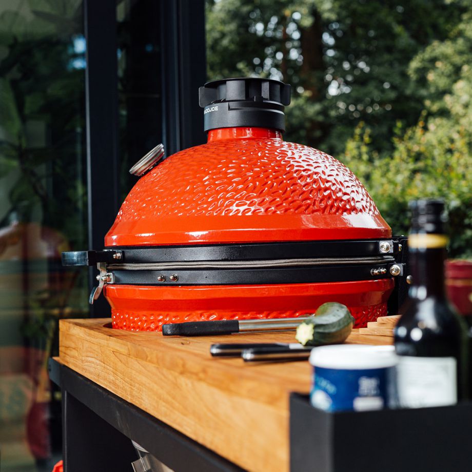 OFYR Grill kamado table Black 135 Pro Teak wood base