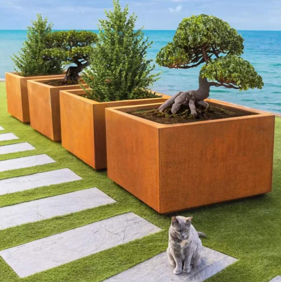 Outdoor Planters Kubik Corten