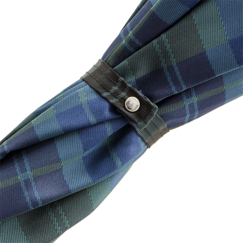 Blue Check Umbrella with Wooden Handle - Umbrella