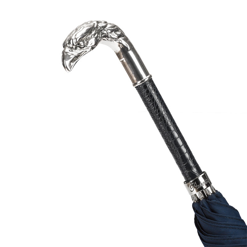 Blue Umbrella Silver Eagle Handle - Umbrella