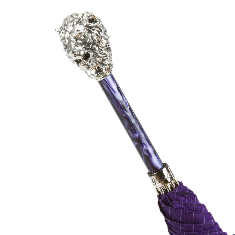 Purple Umbrella with Silver Lion Handle - Umbrella
