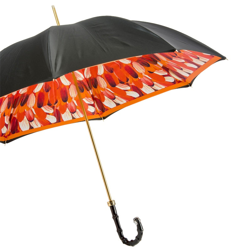 Umbrella with Orange Brush Strokes Double Cloth - Umbrella