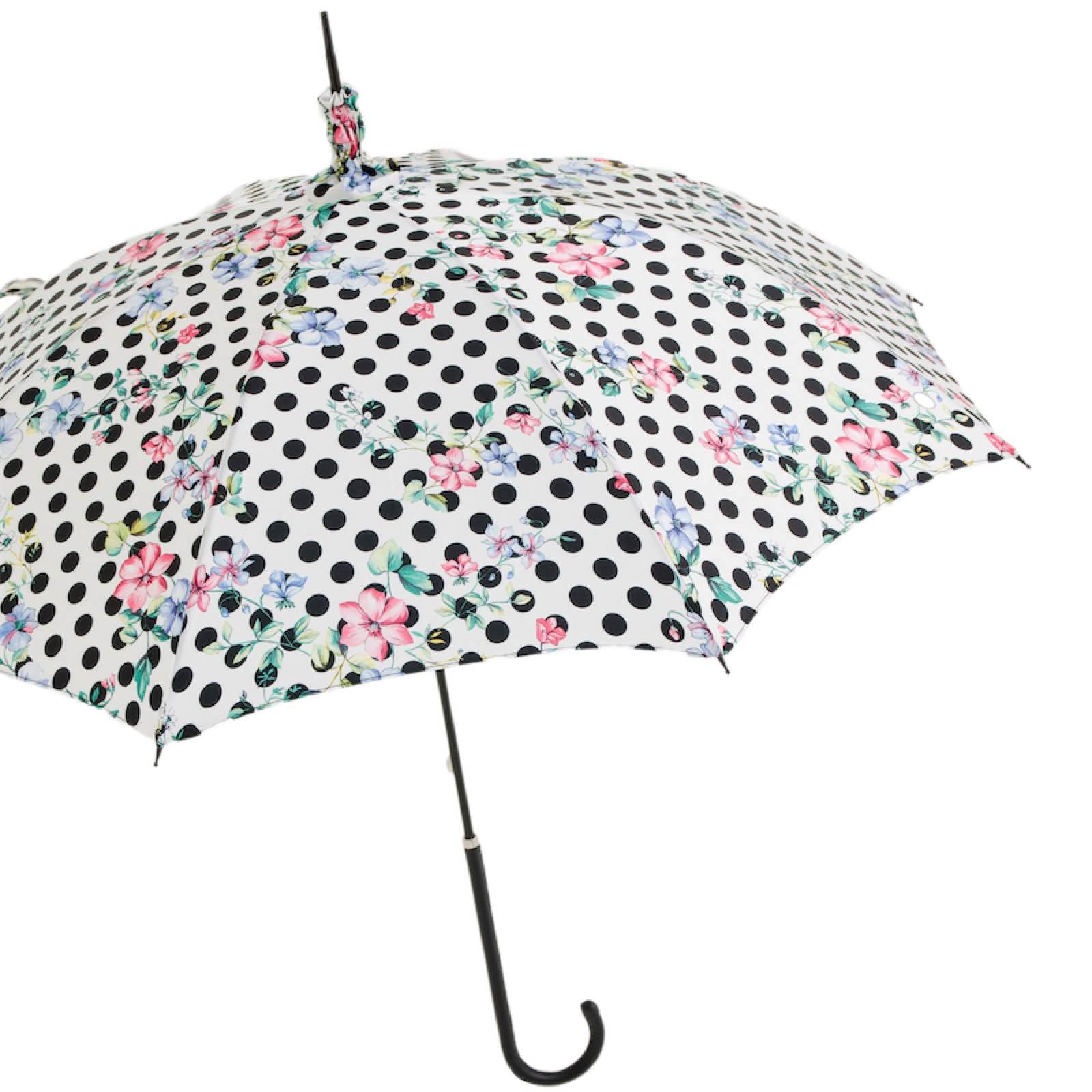 Polka Dot Parasol with Flowers - Umbrella