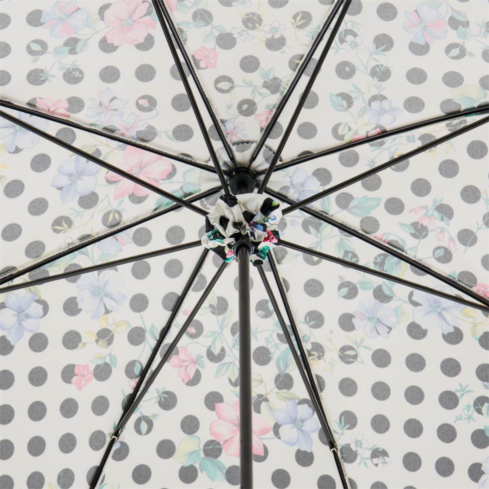 Polka Dot Parasol with Flowers - Umbrella