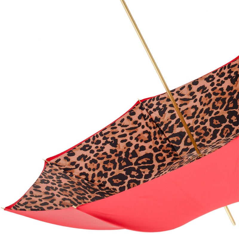 Red Leopard Print Umbrella Double Cloth - Umbrella