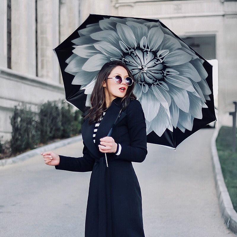 Silver Dahlia Umbrella Double Cloth - Umbrella