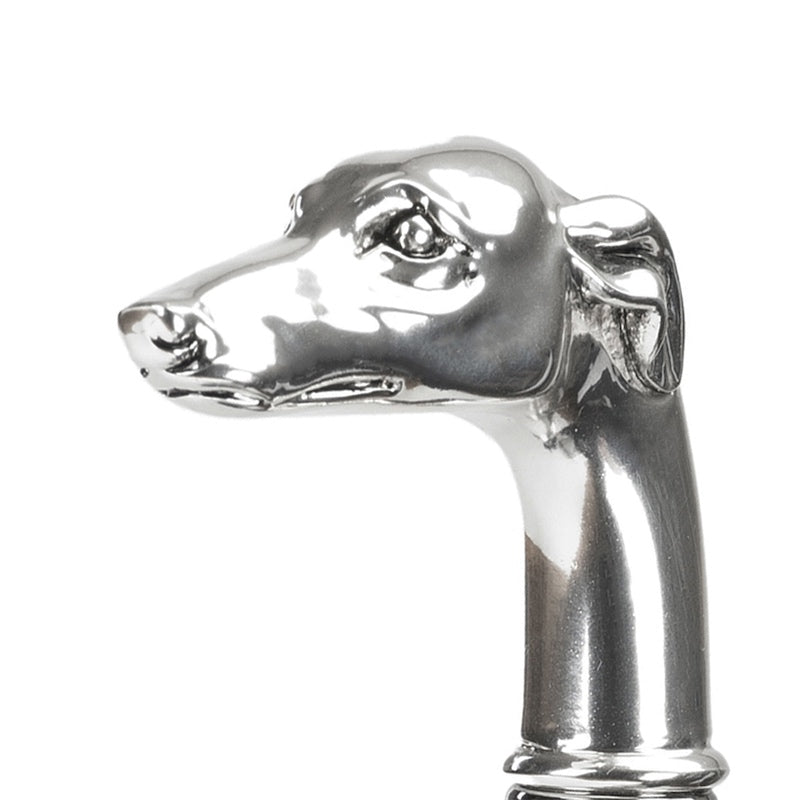 Silver Greyhound Head Cane - Canes
