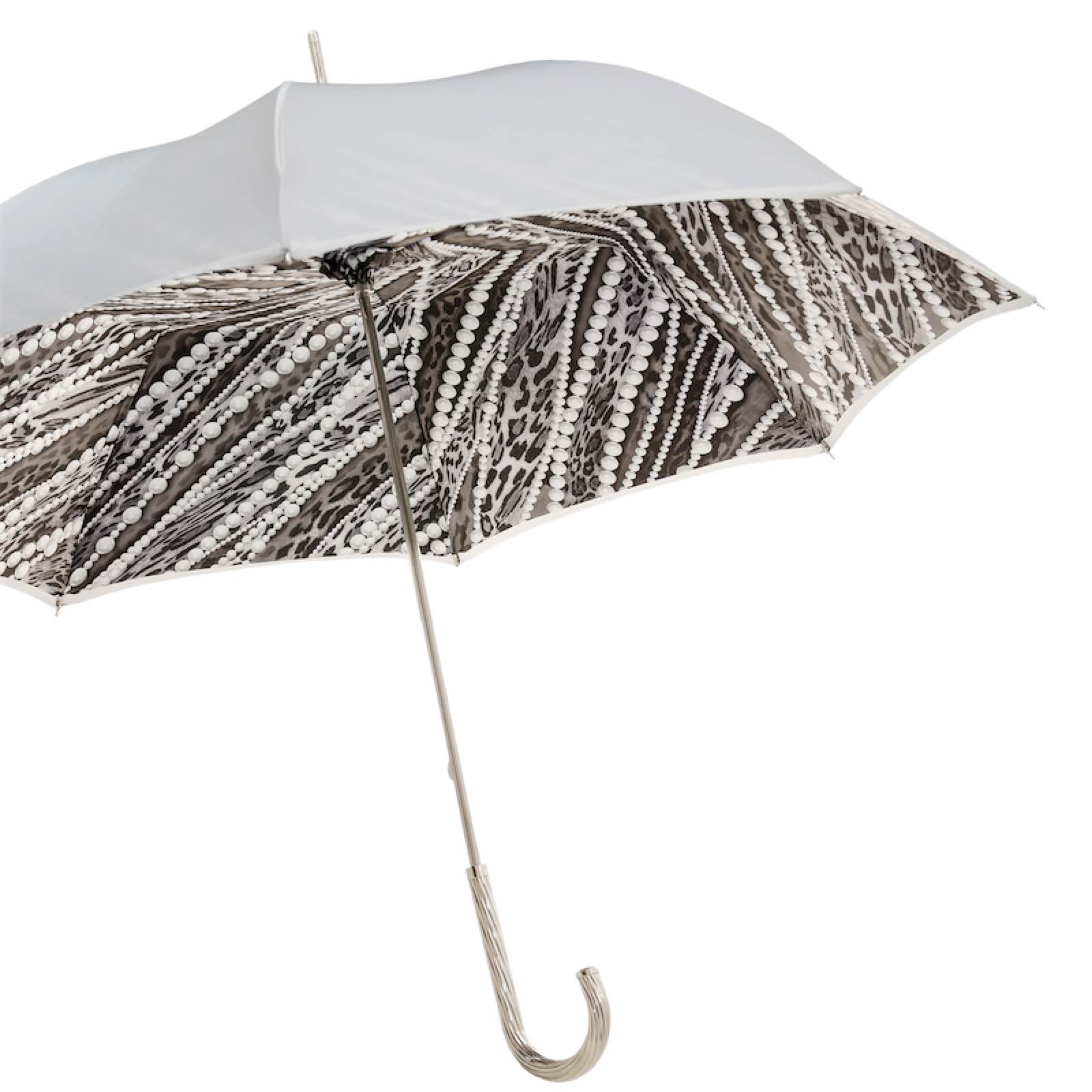Umbrella with Grey Pearls and Leopard Print - Umbrella