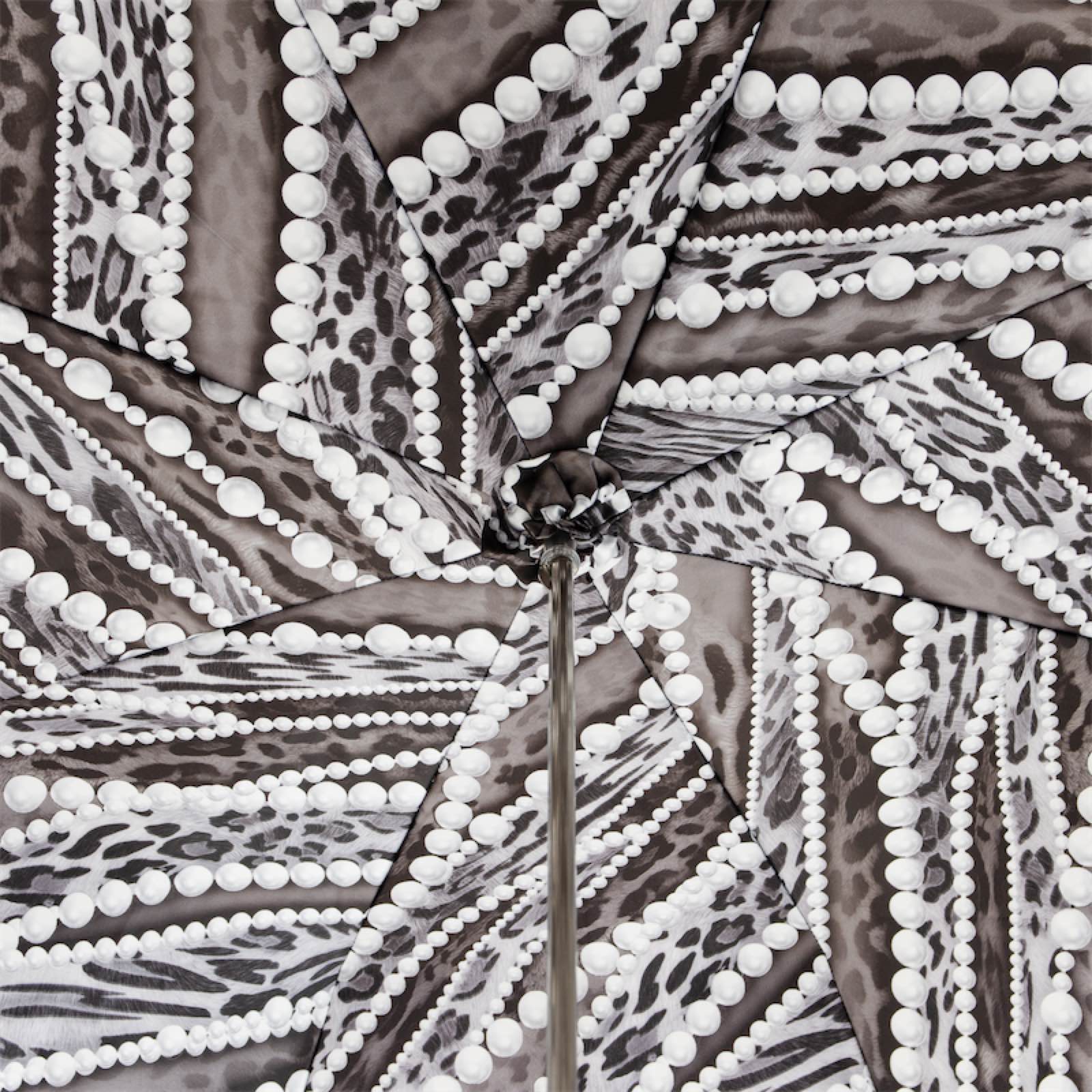 Umbrella with Grey Pearls and Leopard Print - Umbrella