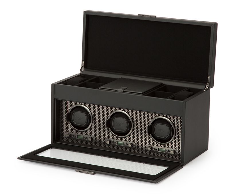 AXIS TRIPLE WATCH WINDER WITH STORAGE Powder coated