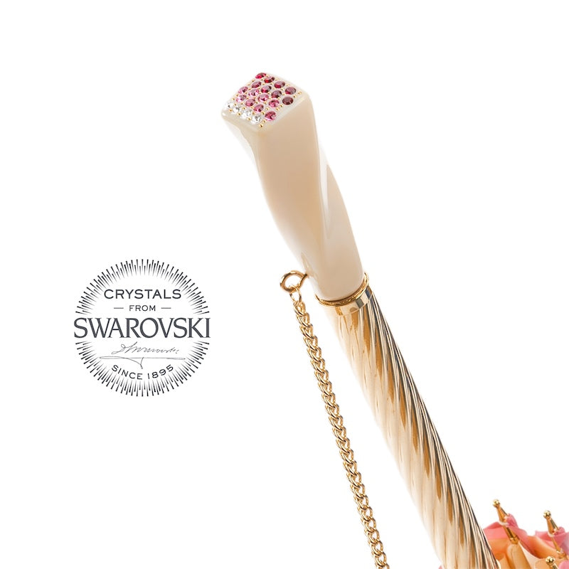 Mooie roze paraplu met bladeren dubbele doek - Paraplu