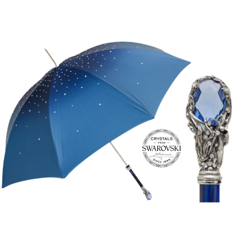 Blauwe Swarovski® Paraplu Dubbeldoek - Paraplu