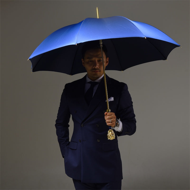 Blue Umbrella with Gold Lion Handle - Umbrella