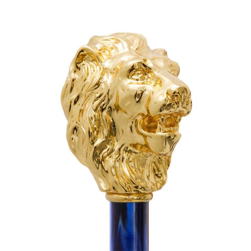Blue Umbrella with Gold Lion Handle - Umbrella
